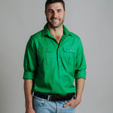 Cleland Green Work Shirt - Mid Weight