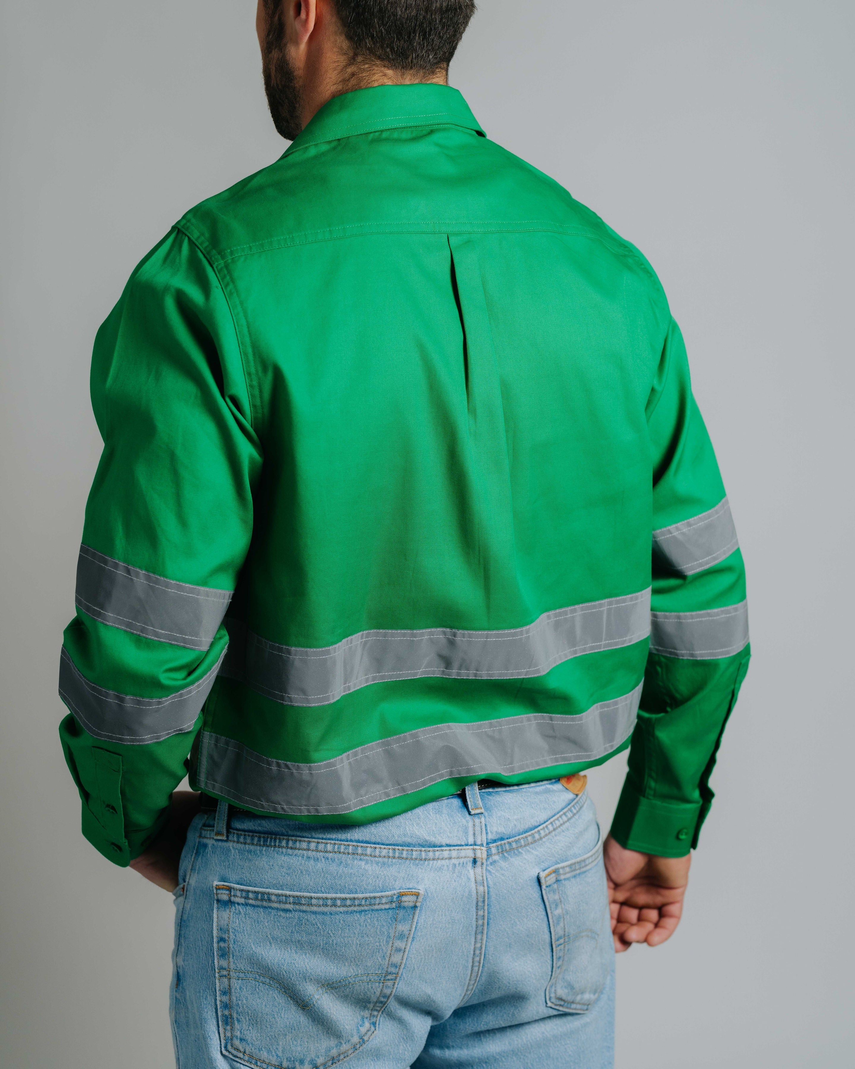 Cleland Hi Vis Green Work Shirt