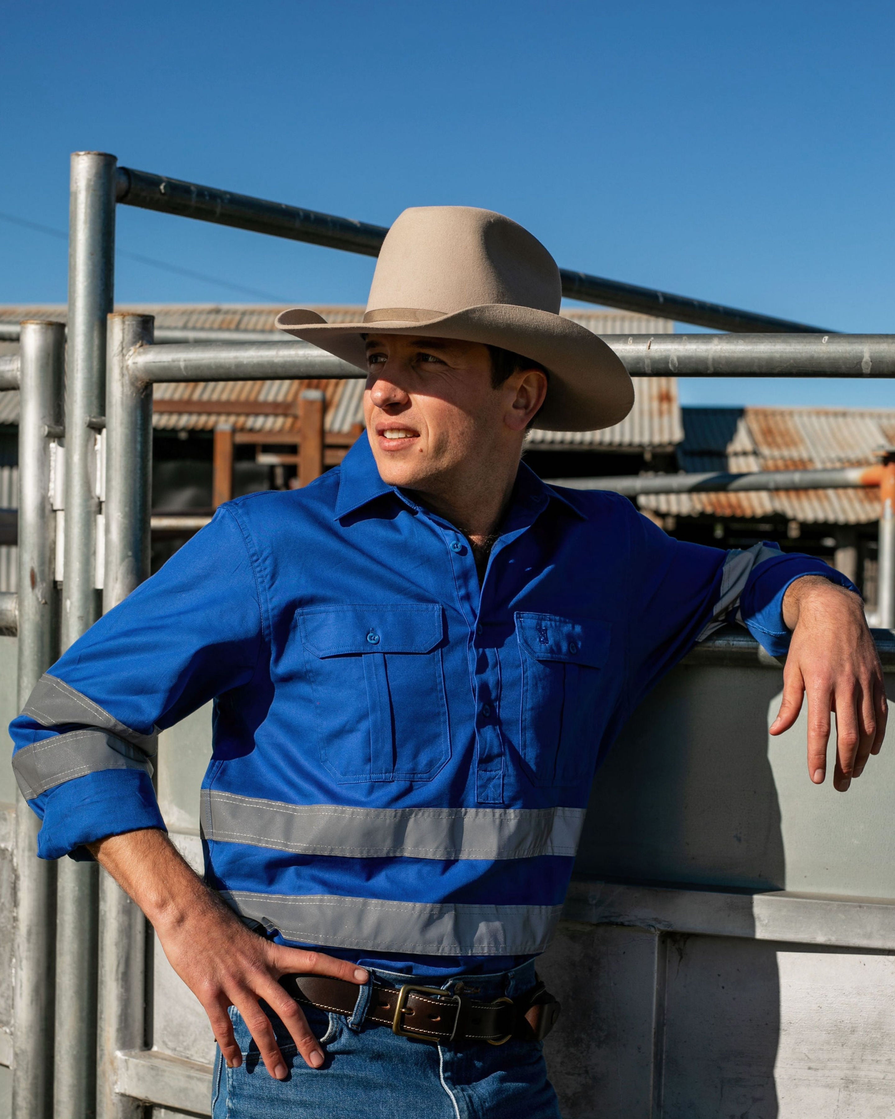 Cleland Hi Vis Jacaranda Work Shirt