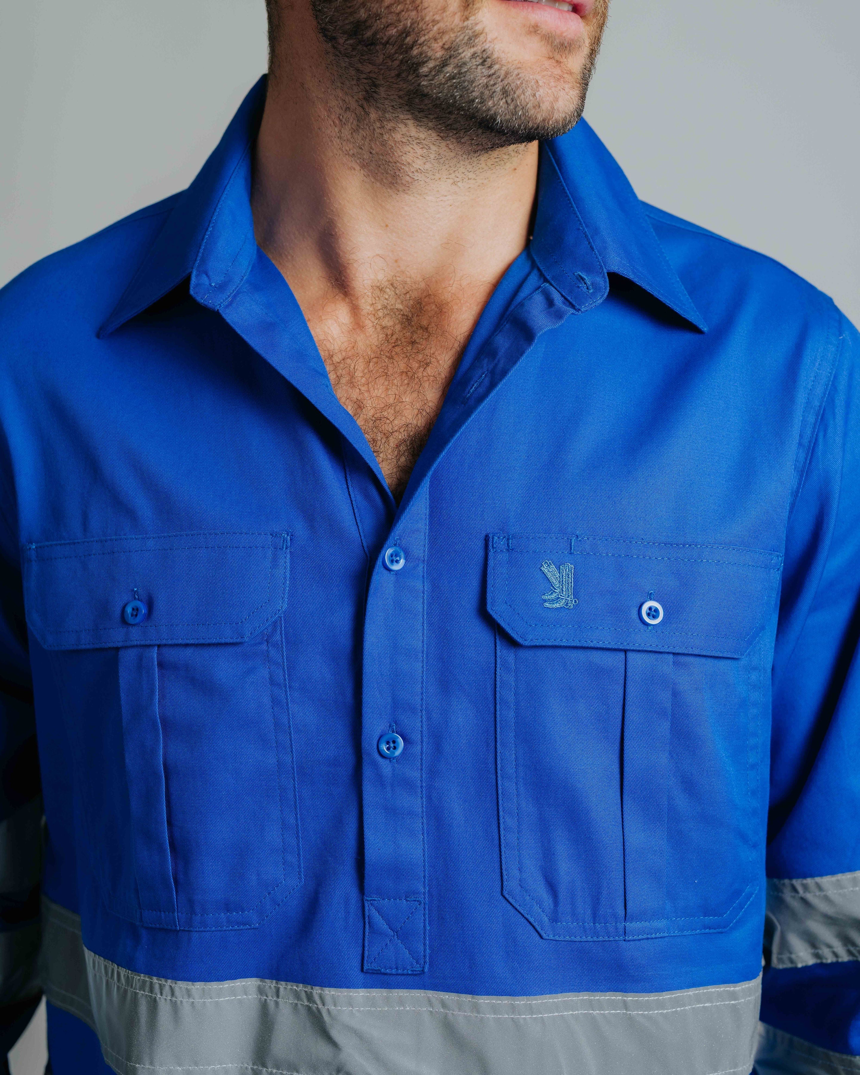 Cleland Hi Vis Jacaranda Work Shirt