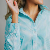 Coco E-Aqua/White Check Relaxed Fit Shirt