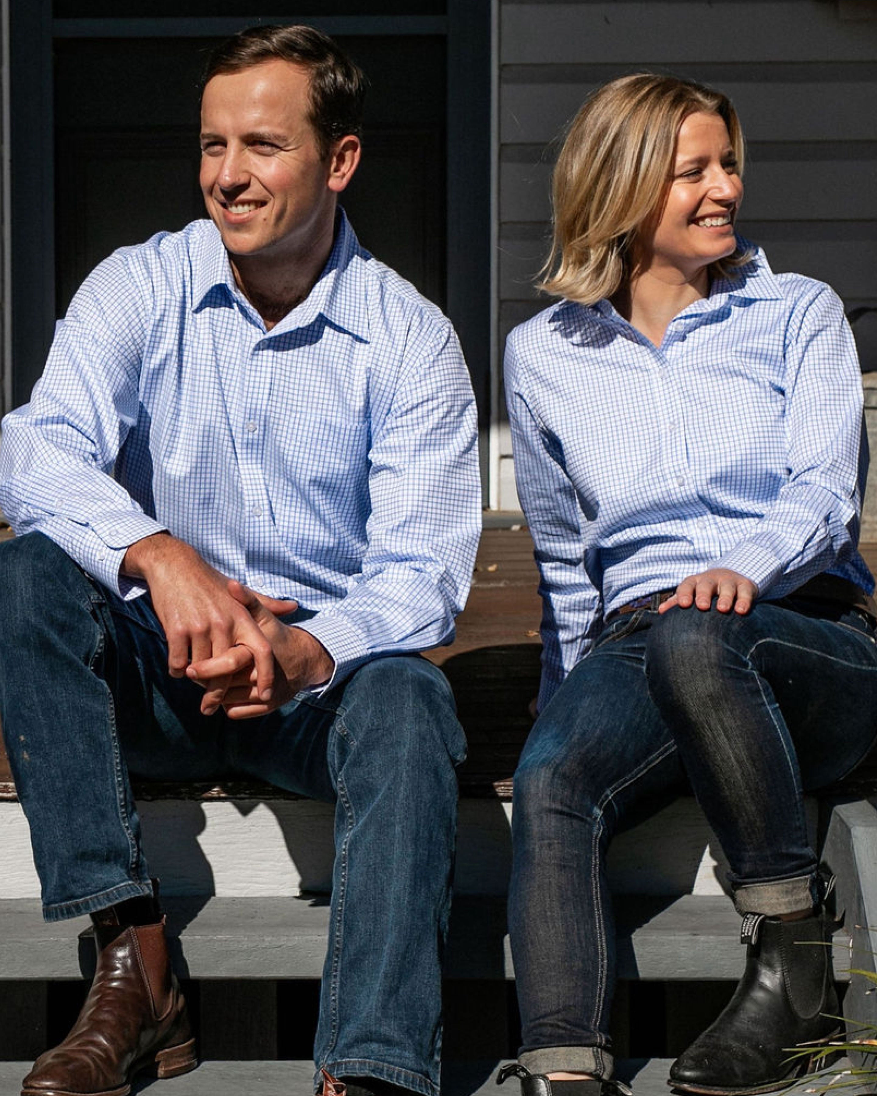 Coco Fine Blue Check Relaxed Fit Shirt
