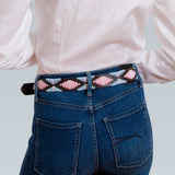 Designer Belt - Aqua/Pink Saddle Leather