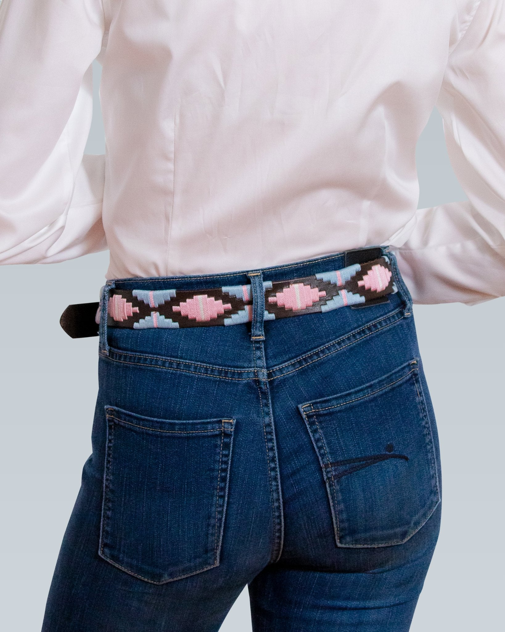 Designer Belt - Aqua/Pink Saddle Leather