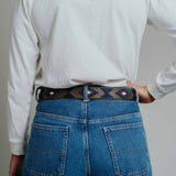 Designer Belt - Navy/White Leather