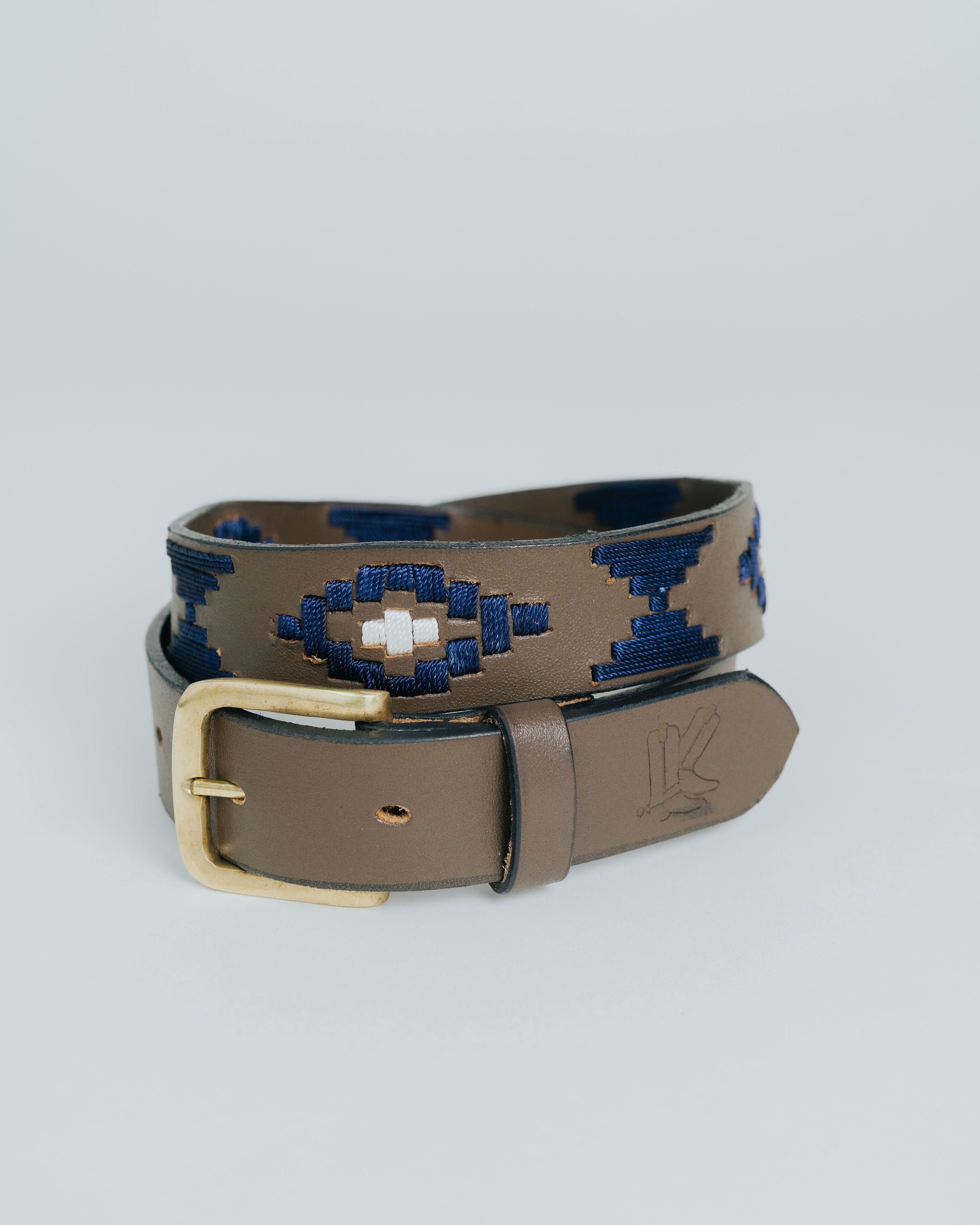 Designer Belt - Navy/White Leather
