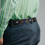 Designer Belt - Navy/White Leather