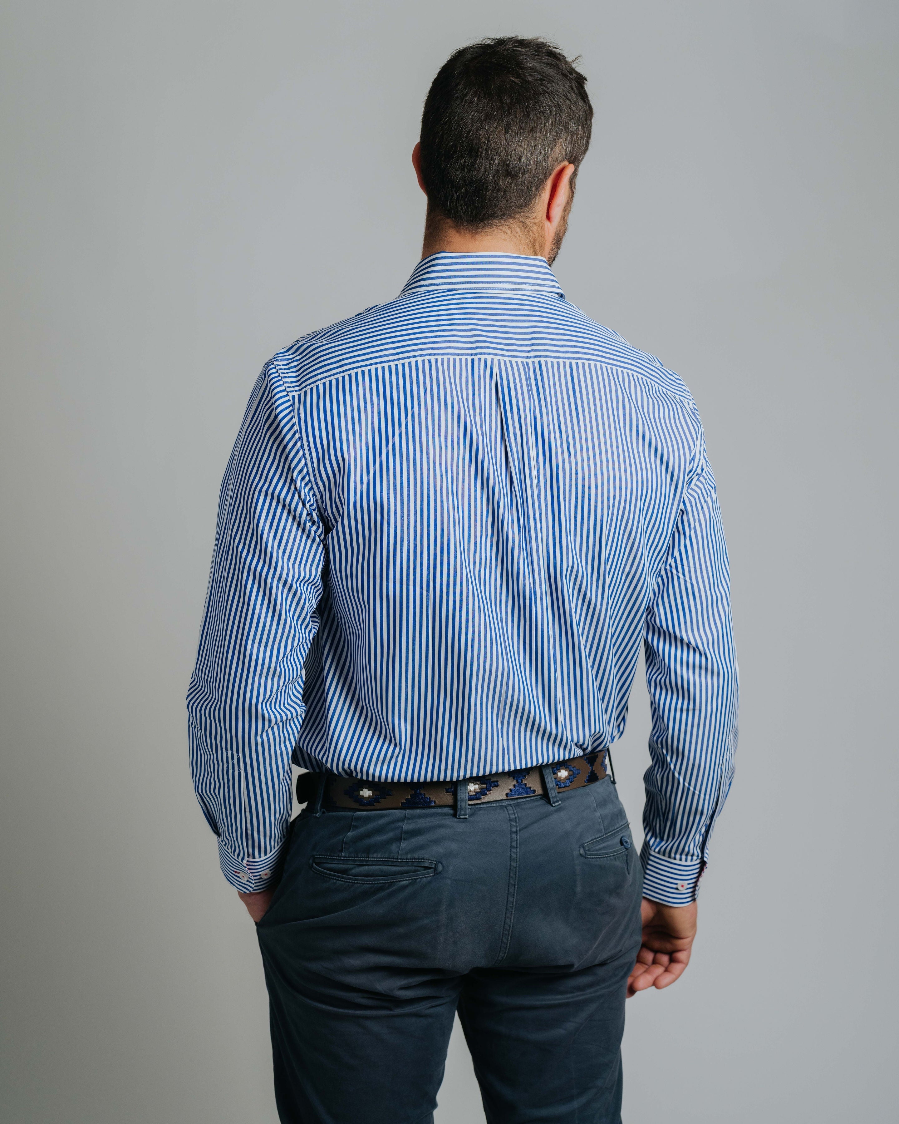 Gournama F-Navy Stripe/Red Check Trim