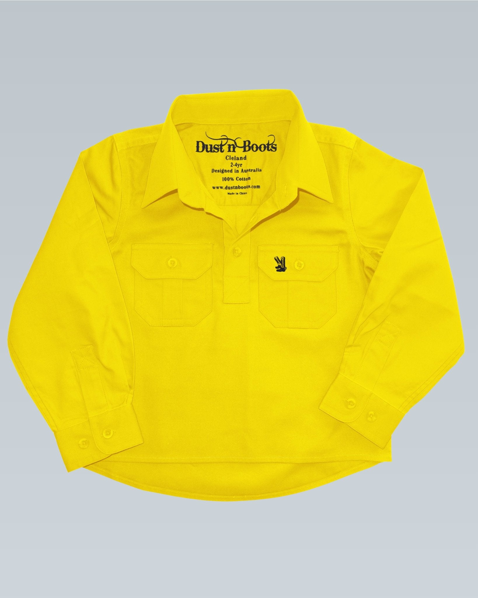 Kids Bright Yellow Half Button