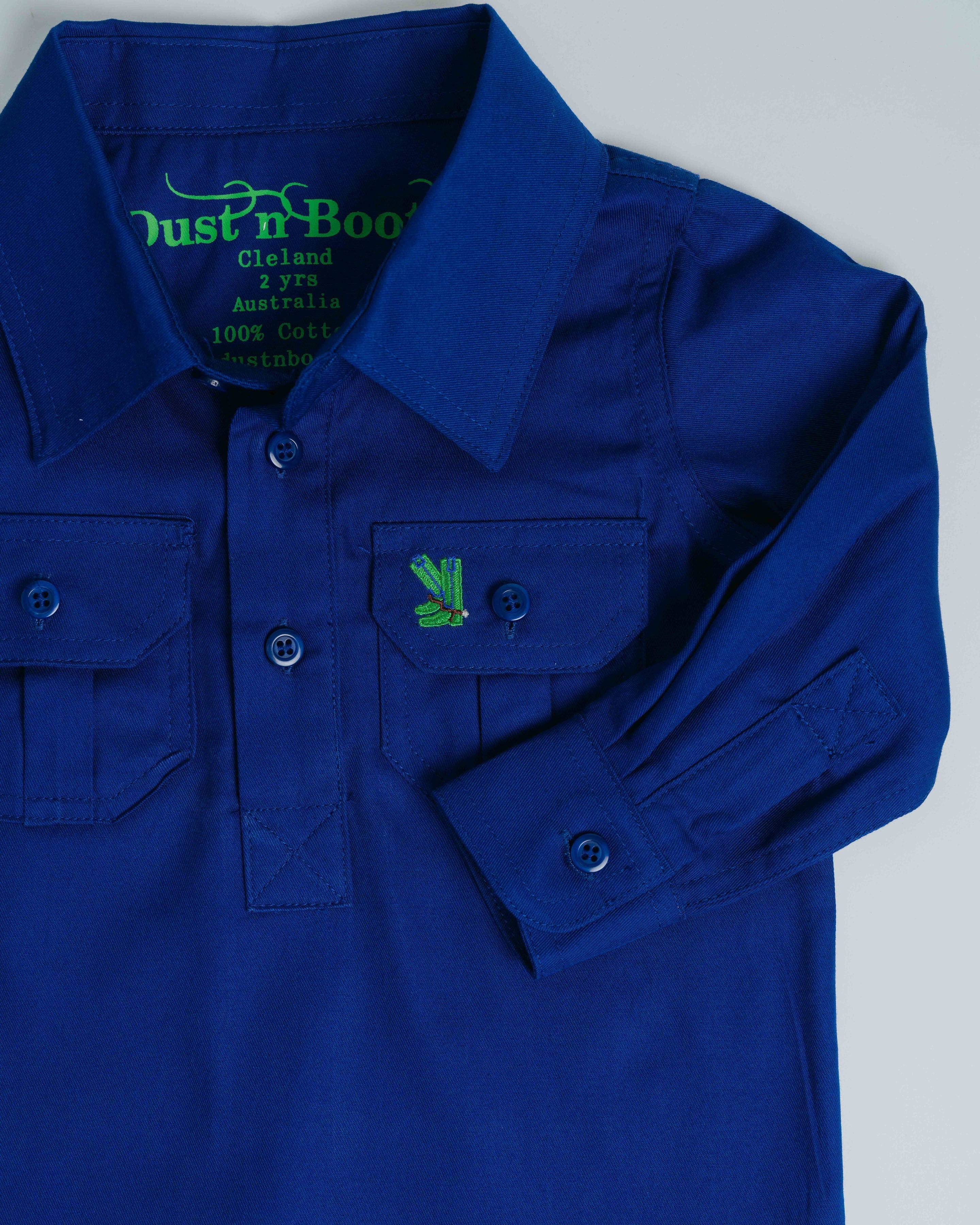 Kids Cobalt Half Button