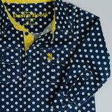 Kids D-Navy Spot/Yellow Trim