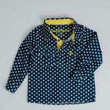 Kids D-Navy Spot/Yellow Trim
