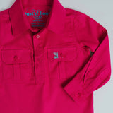 Kids Fuchsia Half Button