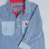 Kids H-Cobalt Stripe/Red Spot Trim