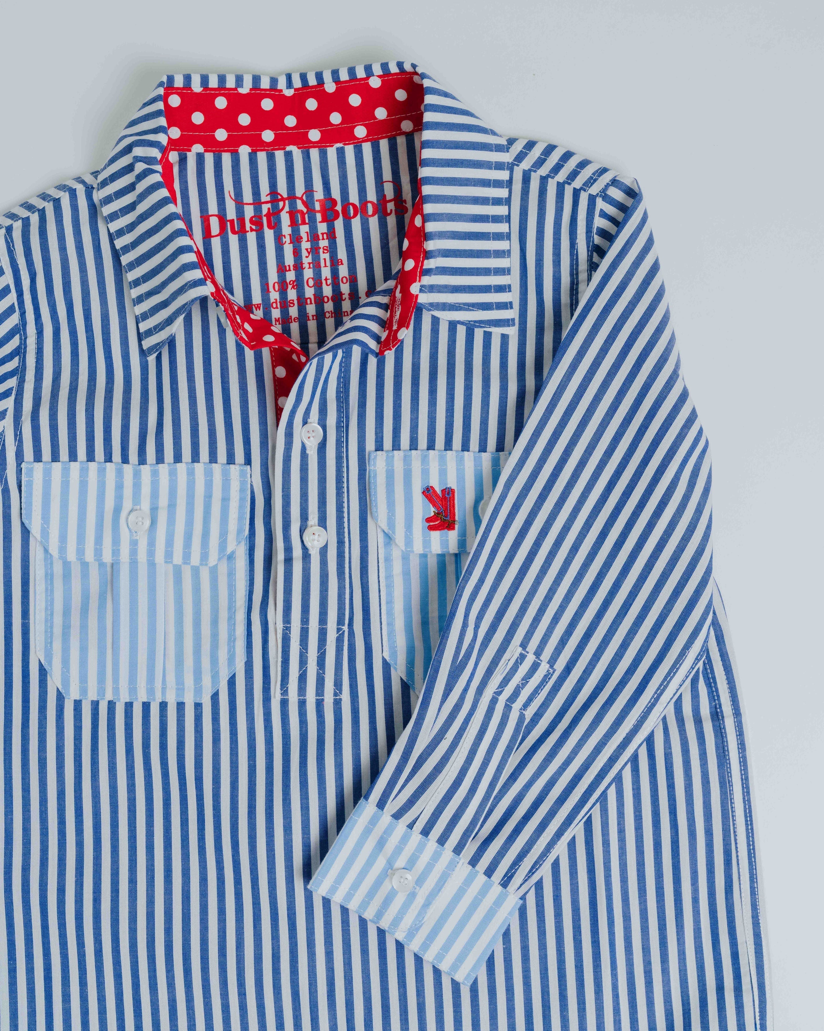 Kids H-Cobalt Stripe/Red Spot Trim