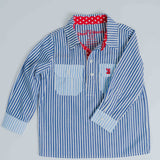 Kids H-Cobalt Stripe/Red Spot Trim