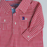 Kids O-Red Check/Blue Stripe Trim