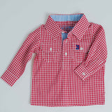 Kids O-Red Check/Blue Stripe Trim