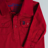 Kids Red Half Button