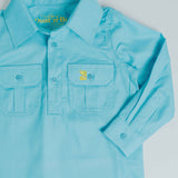 Kids Turquoise Half Button