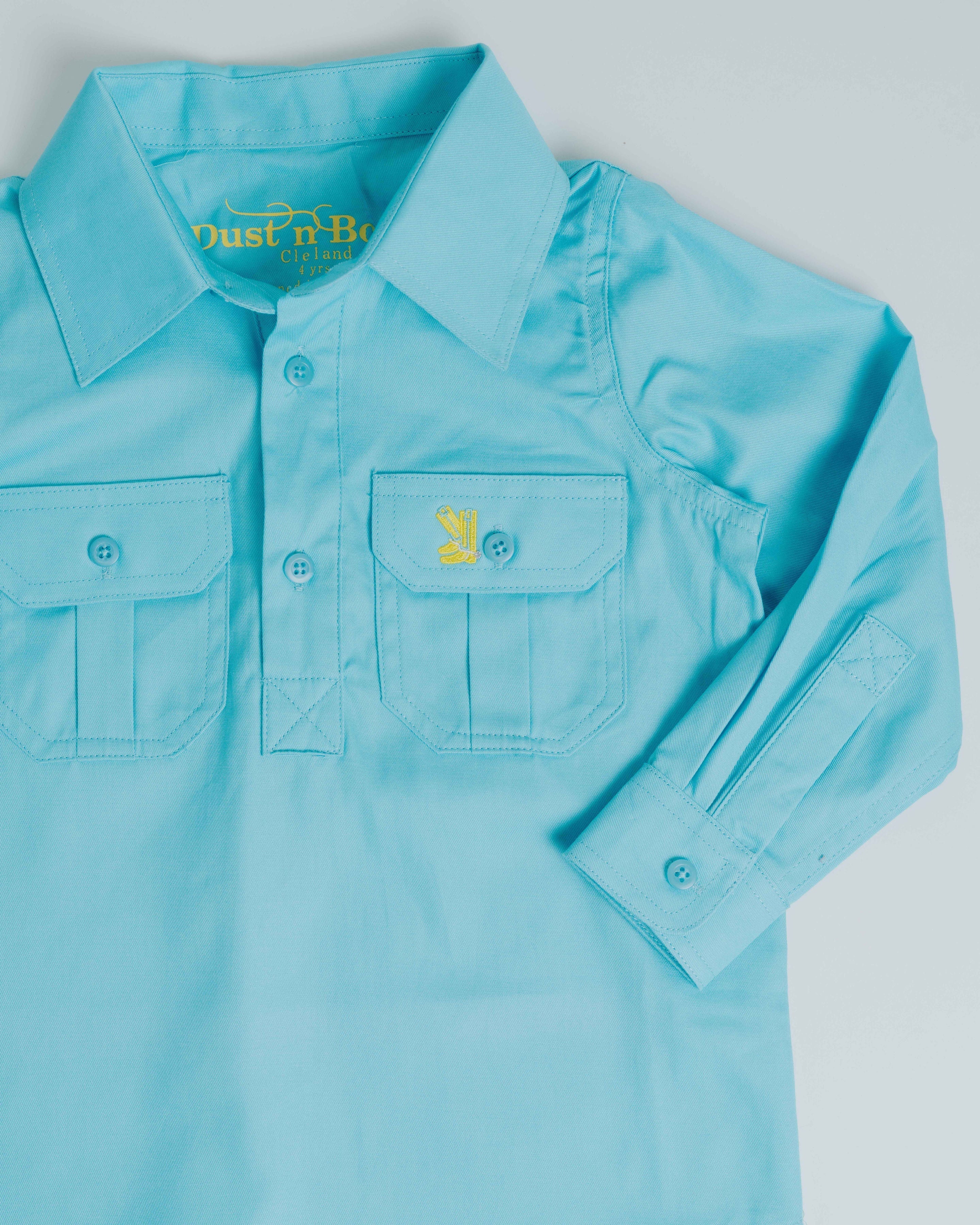 Kids Turquoise Half Button