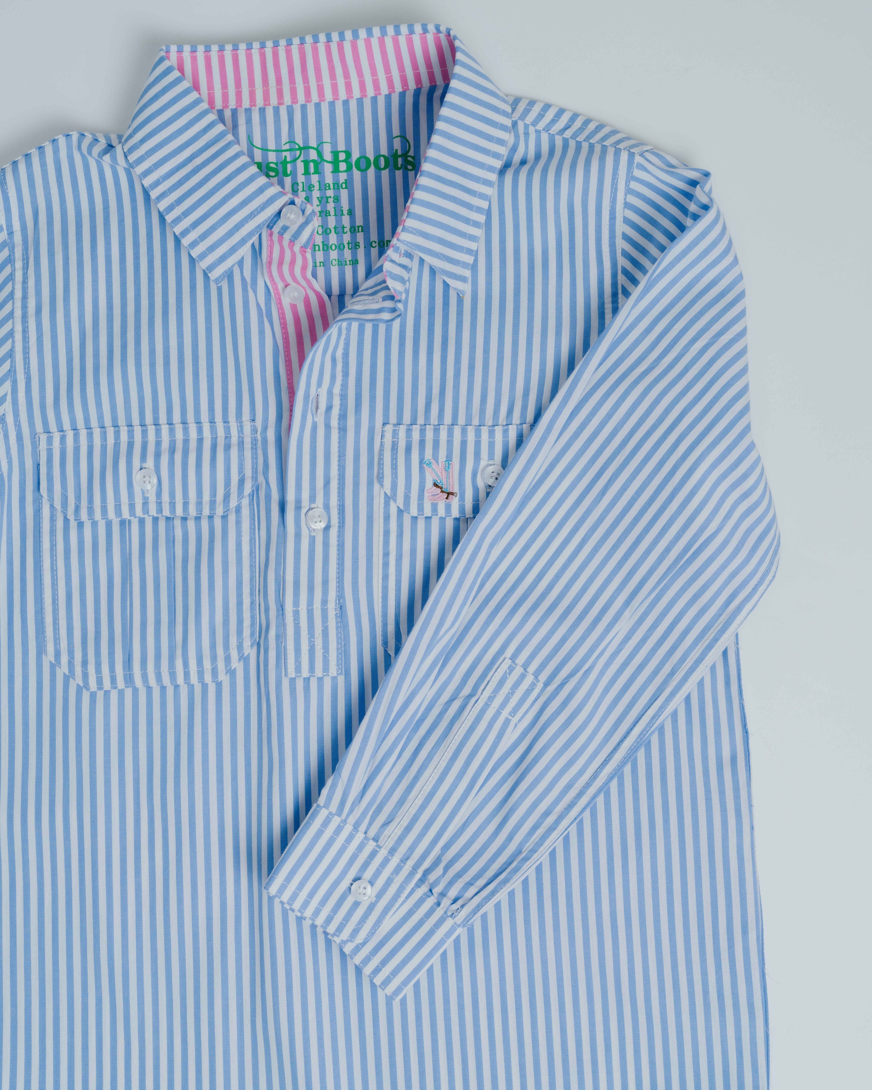 Kids U-Blue Stripe/Pink Stripe Trim