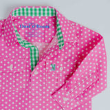 Kids W-Fuchsia Spot/Green Check Trim