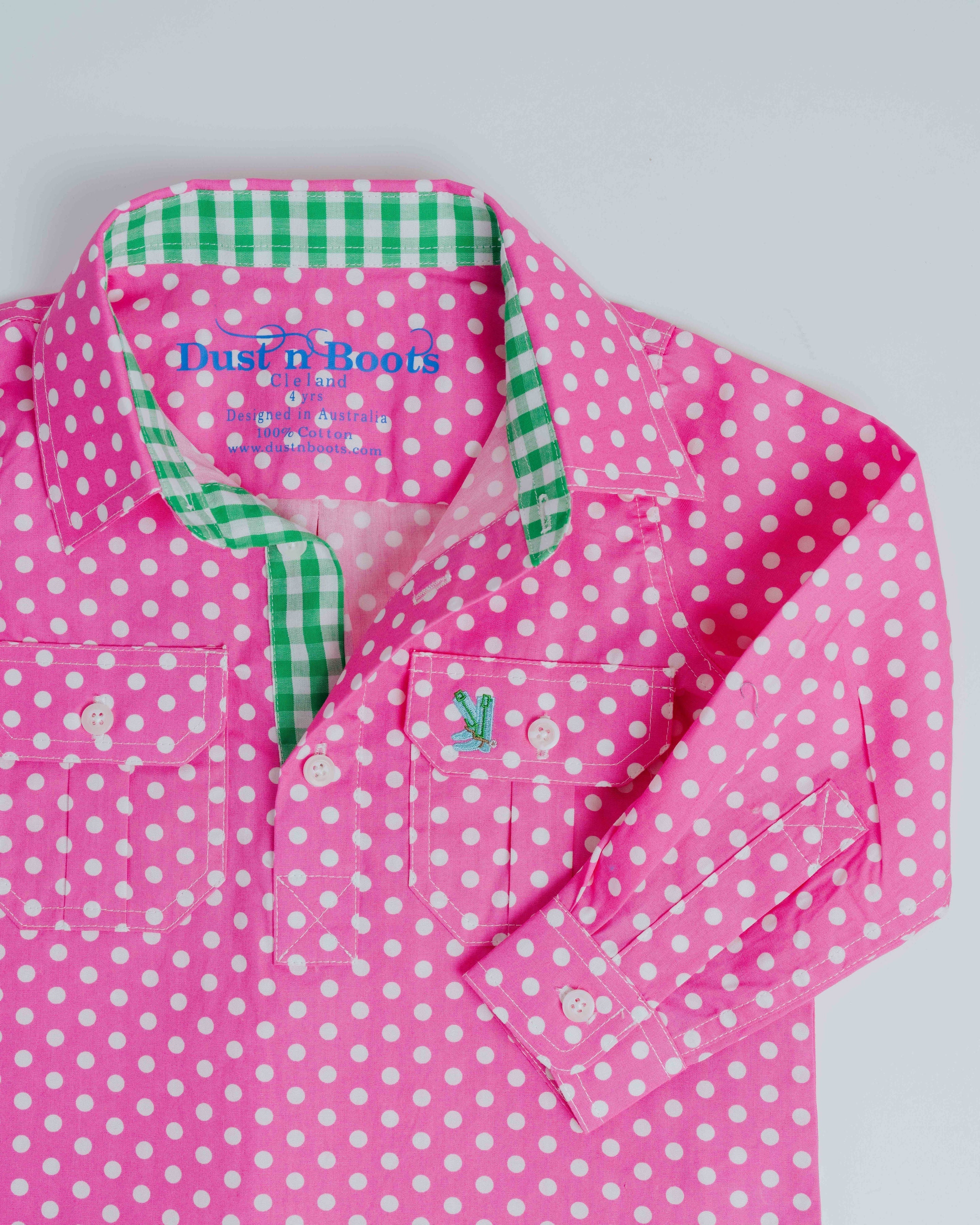 Kids W-Fuchsia Spot/Green Check Trim