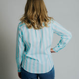 Ladies Cleland - Aqua Stripe - Yellow Trim