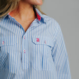 Ladies Cleland - Blue Stripe - Spot Trim