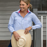 Ladies Cleland - Blue Stripe - Spot Trim