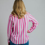 Ladies Cleland - Fuchsia Stripe - Ribbon Trim