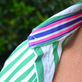 Ladies Cleland Green Stripe - Ribbon Trim