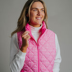 Ladies Vest - Fuchsia/White Gingham
