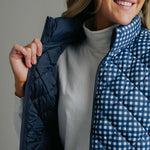 Ladies Vest - Navy/White Gingham
