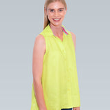 Linen Sleeveless Swing Shirt - Lime Yellow