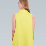 Linen Sleeveless Swing Shirt - Lime Yellow