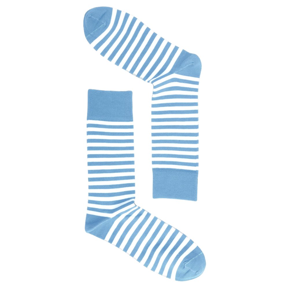 Blue and white striped socks for women