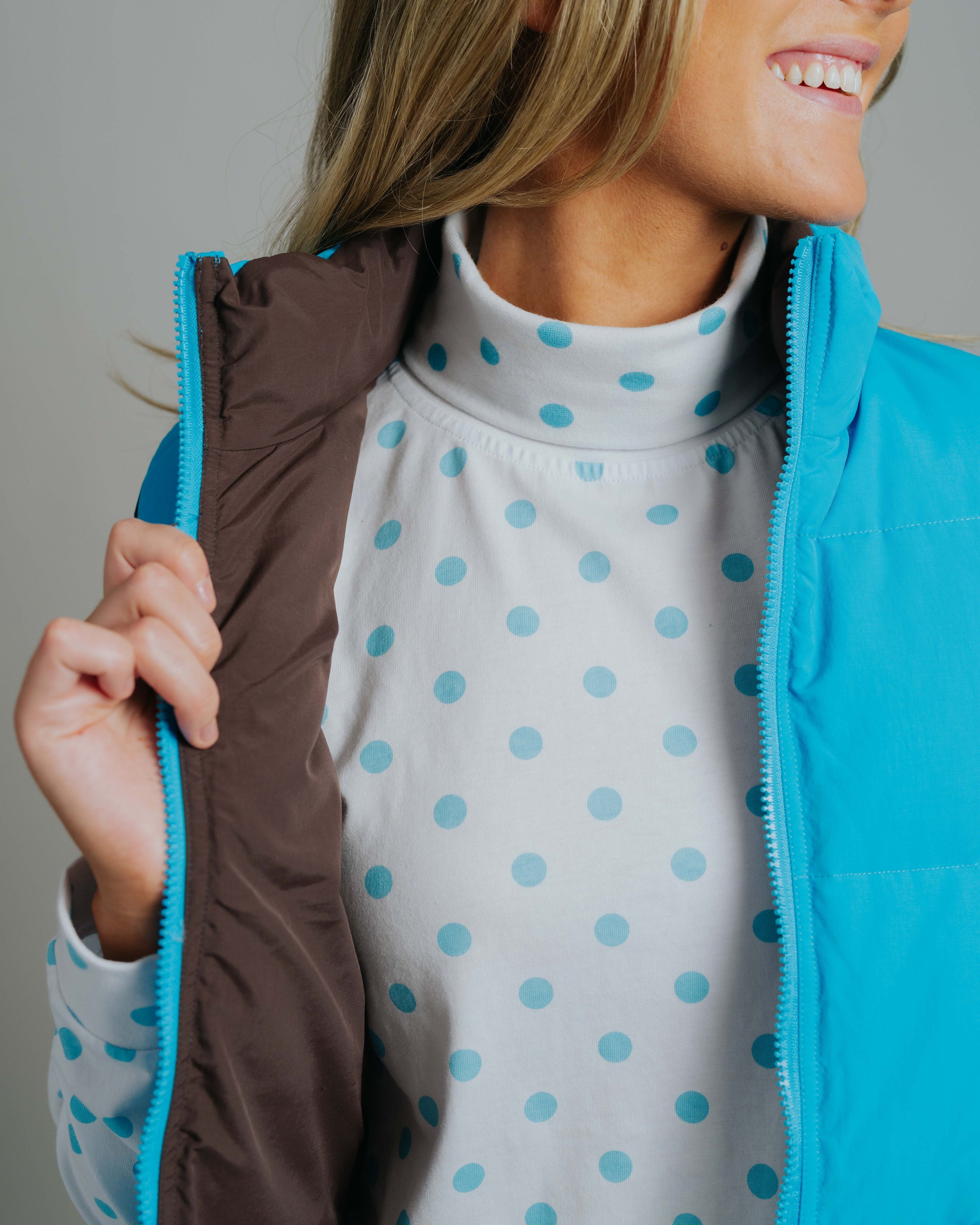 Reversible Vest - Aqua/Chocolate