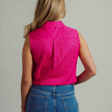 Sleeveless Fuchsia Work Shirt