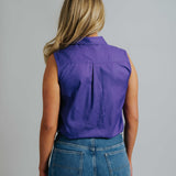 Sleeveless Purple Work Shirt