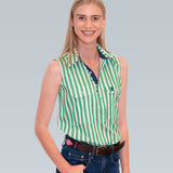 Sleeveless Thick Green Stripe