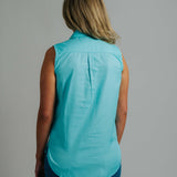 Sleeveless Turquoise Work Shirt