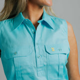 Sleeveless Turquoise Work Shirt