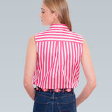 Sleeveless X-Thick Fuchsia Stripe w. Aqua Trim