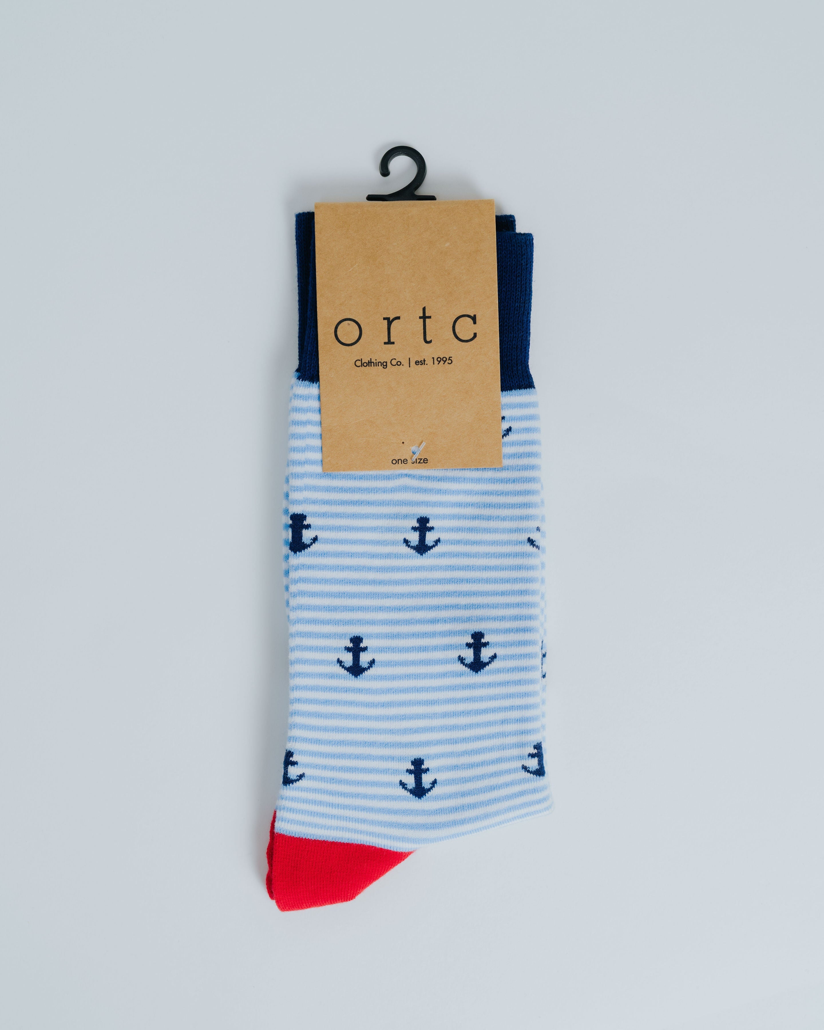 Socks - Pale Stripe Anchors