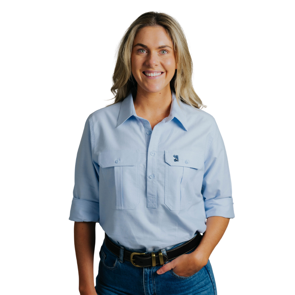 Oxford Blue Half Button