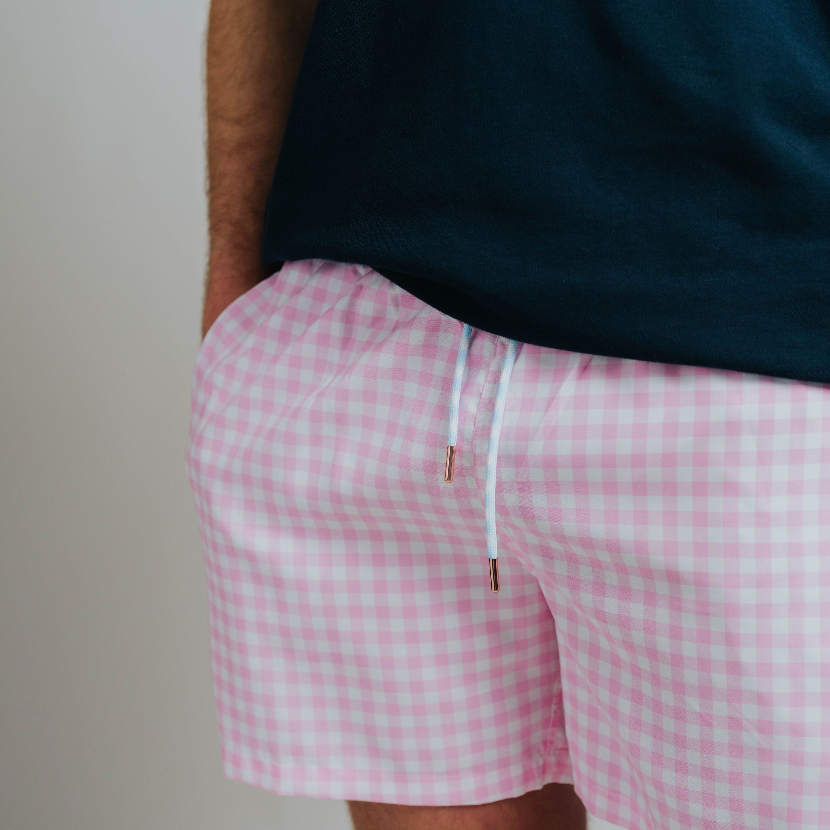 Board Shorts - Pink Check