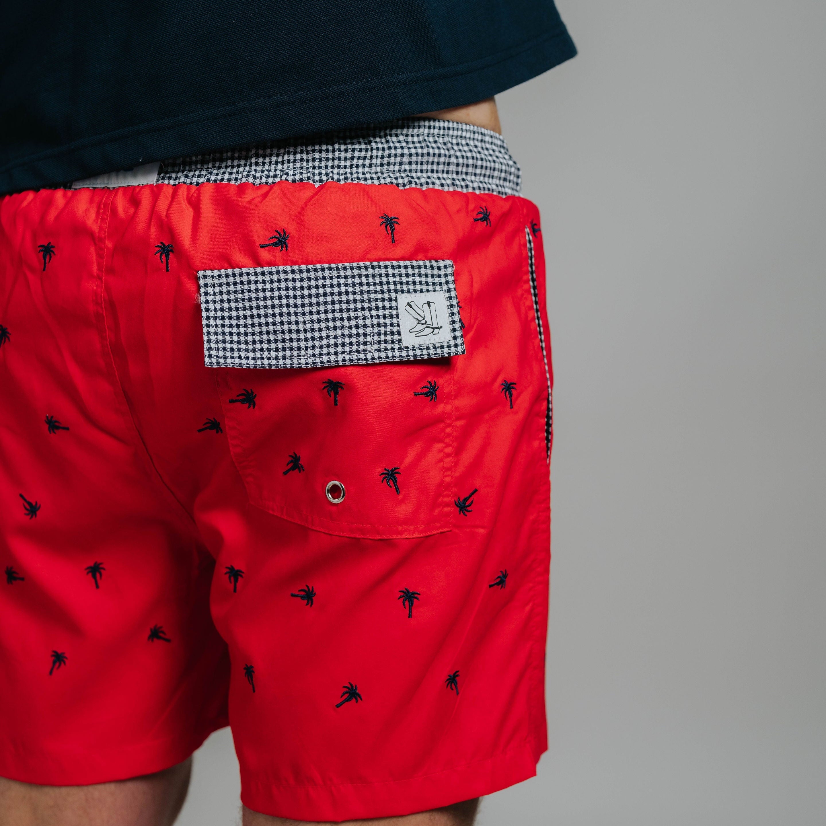 Board Shorts - Red Palm Tree