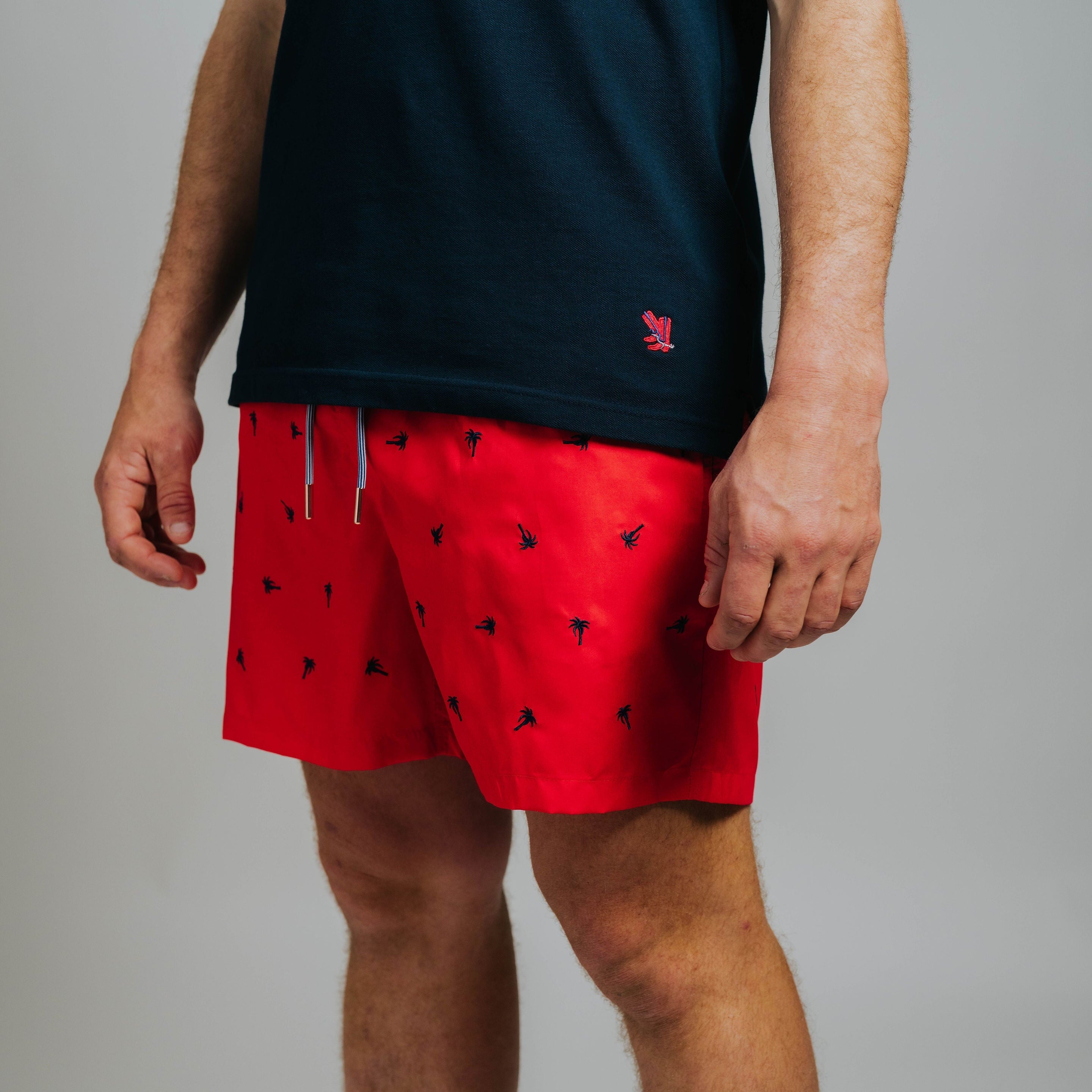 Board Shorts - Red Palm Tree
